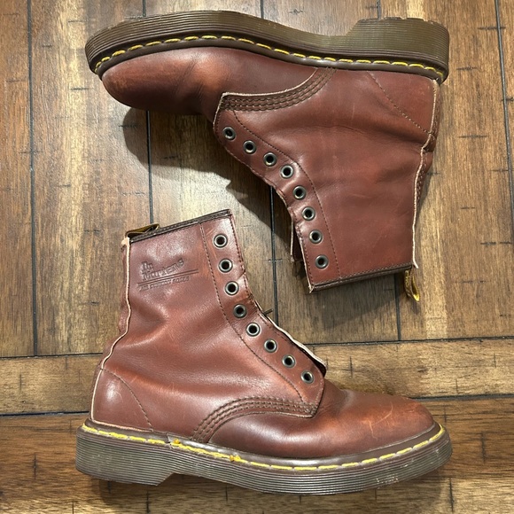 Dr. Martens Shoes - Vintage Dr. Martens Made in England 1460 8-Eye Boots Brown Leather Women’s 7